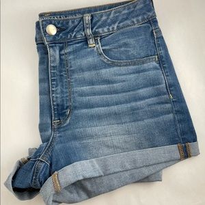 American Eagle Denim Shorts: High-Rise Shortie, Super Stretch